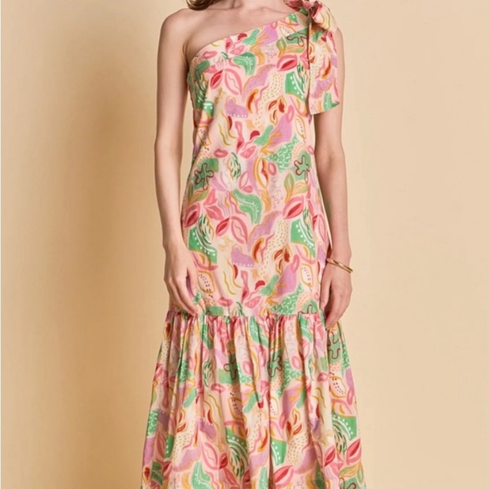 Hyacinth House One-Shoulder Multicolor Maxi Dress